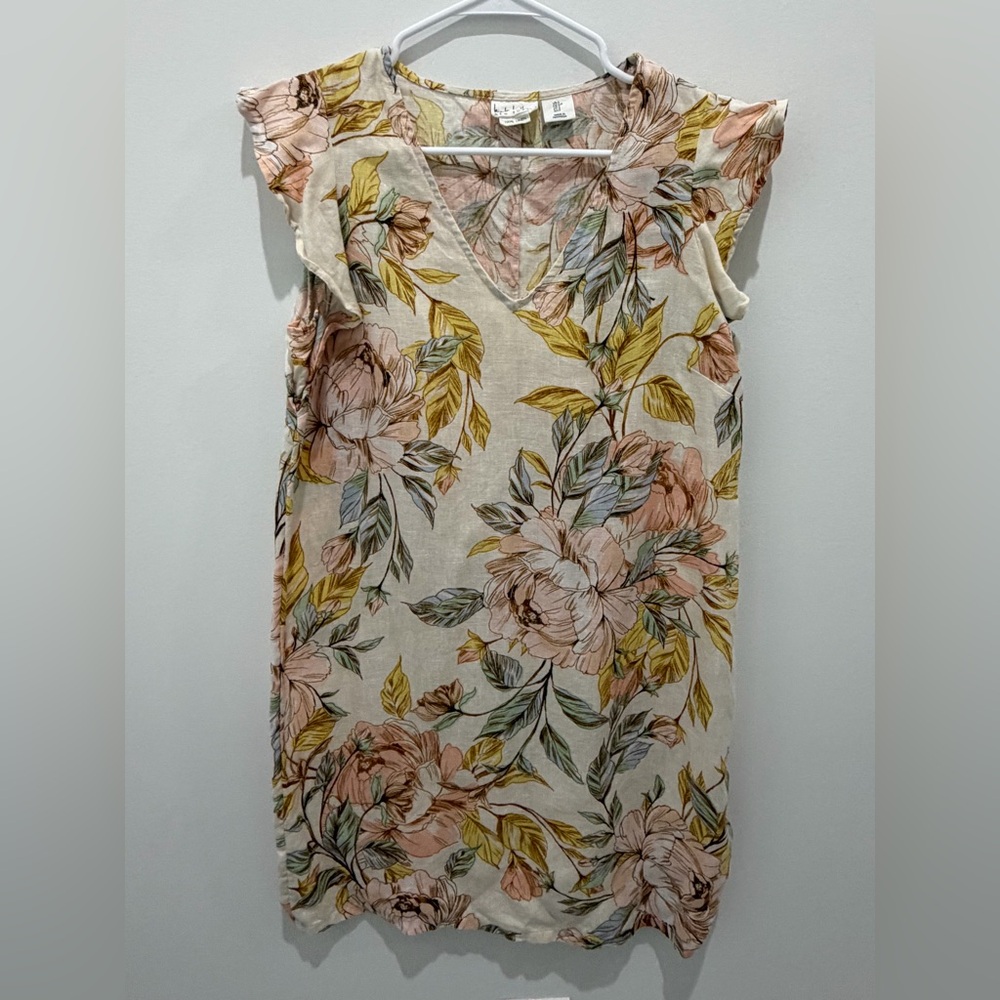 Nicole Miller Floral Print Top - Cream, Pink, Green, Yellow